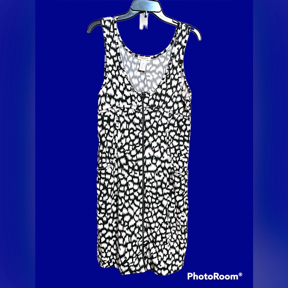 Vertigo Paris, black cheetah dress, pockets in front, NWT